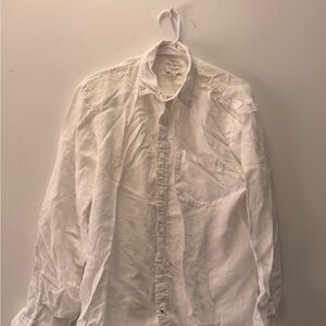 Club Monaco Men's White linen  slim fit Shirt